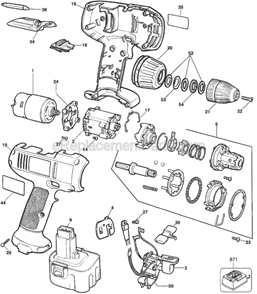 Page A Diagram and Parts List for Q100-2 Type 1 Black and Decker Cordless Drill